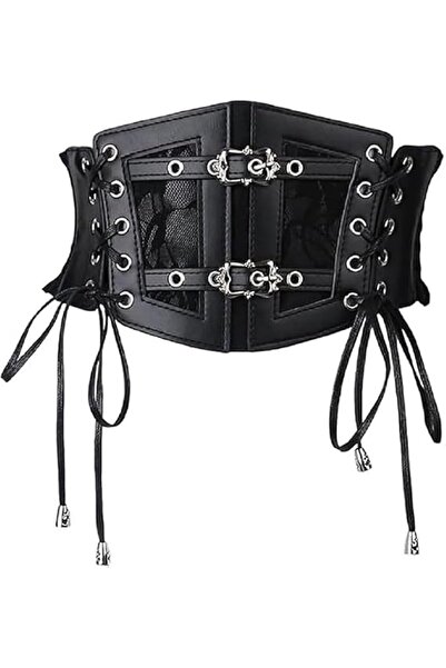 Generic Womens Corset Belt Vintage Lace-up Elastic Waist Belt Rock Tied Corse...