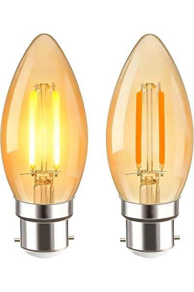 TERRIFI B22 LED Bayonet Light Bulbs, 2Pcs C35 Vintage Filament Bulbs, 2.5W (2...