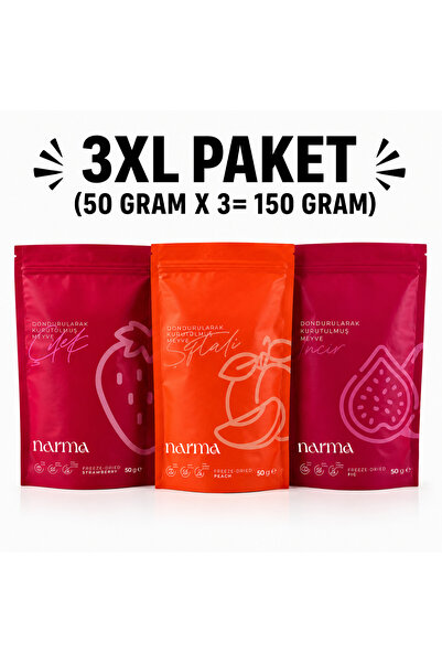 Narma Üçlü Mix Paket Freeze Dried 50 gr Çilek, 50 gr Şeftali ve 50 gr İncir D...