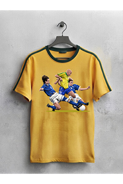 MAGORS Tricou Ronaldo Nazario imprimat unisex, oversize, cu gât crewneck, Bra...