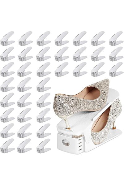 GoldenLike Shoe Slots Organizer Shoe Stacker for a Pair of Shoes, 4 Levels Ad...