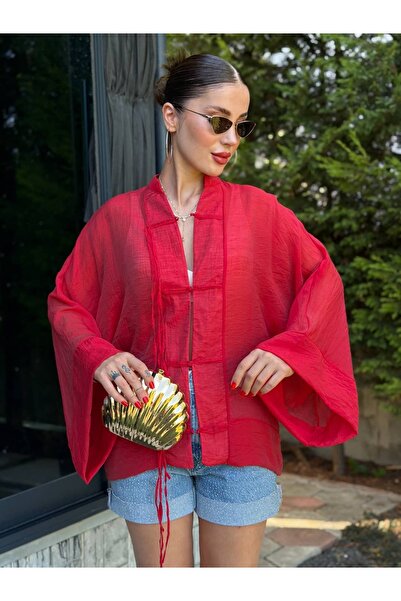 YK FASHION Bağlama Görünümlü Oversize Gömlek