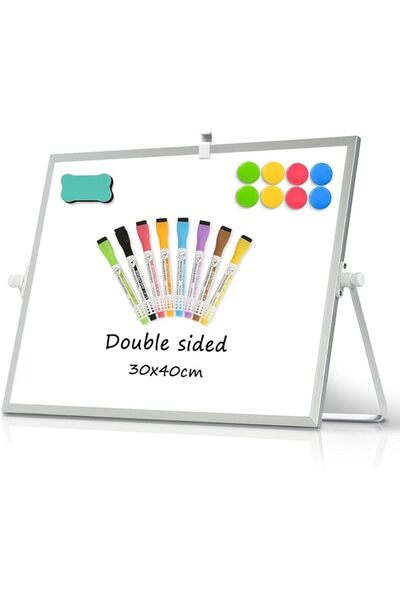 Aputue Magnetic Desktop Whiteboard, Double Sided Small Dry Erase Board for Of...
