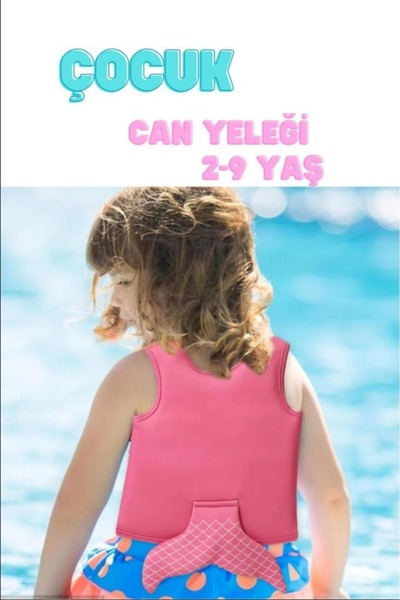 buradanaldım 2-9 Yaş Pembe Kuyruklu Sünger Yüzme Can Yeleği Çocuklar İçin Yüzdürme Ekipmanı Havuz Can Simidi