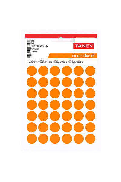 Tanex Round Self-Adhesive Labels, D16 Mm, 240 Pcs/Set, Tanex, Orange