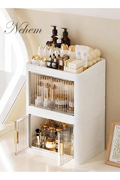 nehem Foldable makeup organizer Cosmetic Organizer: Large Capacity Desktop St...