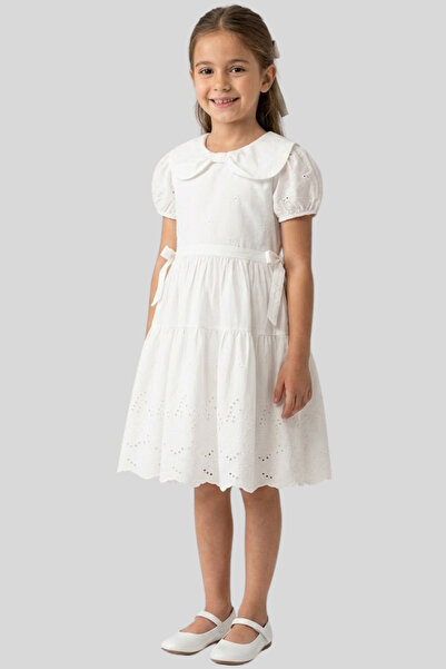 ww waka waka kids store Момичешка рокля на пластове с яка Питър Пан, бродиран...