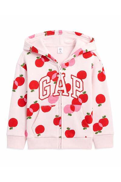 GAP Kids Gap Baby Girl Apple Pattern Zipper Hooded Jacket 0-6 Years Pink