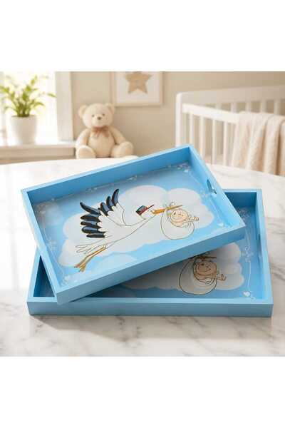 decotoys Wooden baptism trays 2/set baby blue