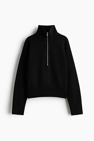H&M Yarım Fermuarlı İnce Triko Kazak