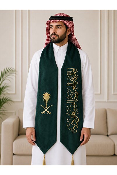 Generic Brand Saudi National Day Scarf Green Embroidered Luxury National Day ...