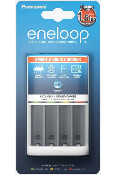 PANASONIC Eneloop Smart & Quick BQ-CC55 Φορτιστής 4 Μπαταριών Ni-MH Μεγέθους ...