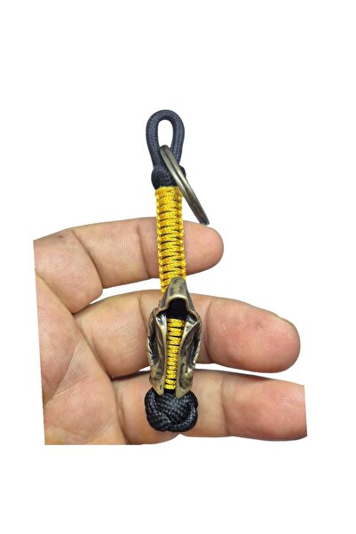 moonparacord Assassin Beaded Keychain Bronze Mustard Color Rope