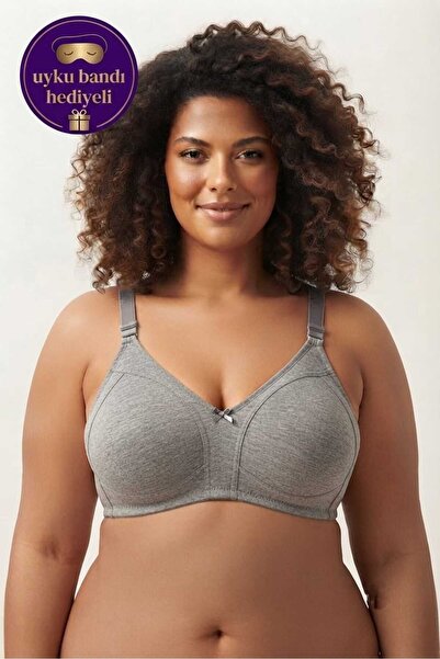 bill liza Women's Gray Cotton Wire-Free Sponge-Free Gathering Seamless Non-Ma...