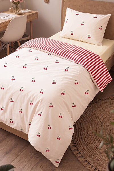 Medaillon Home Cherry Patterned Single Duvet Cover Set |   Cotton |   160X220...