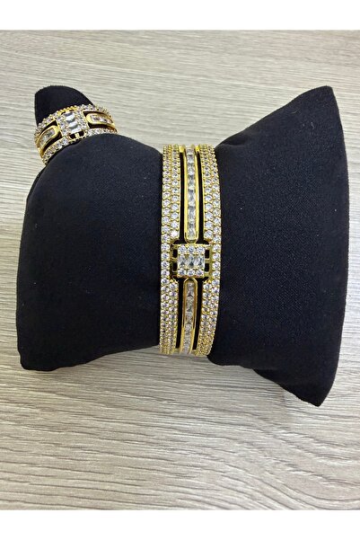 miral High Quality Diamond Precision Zircon Bracelet and Ring Set (Open Size ...