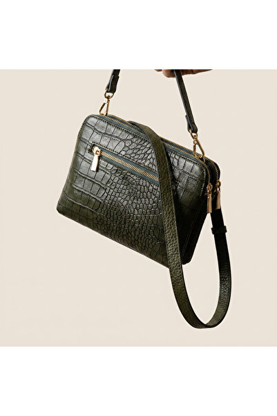 Letafia Noksa Crocodile Patterned Twin Bag Khaki