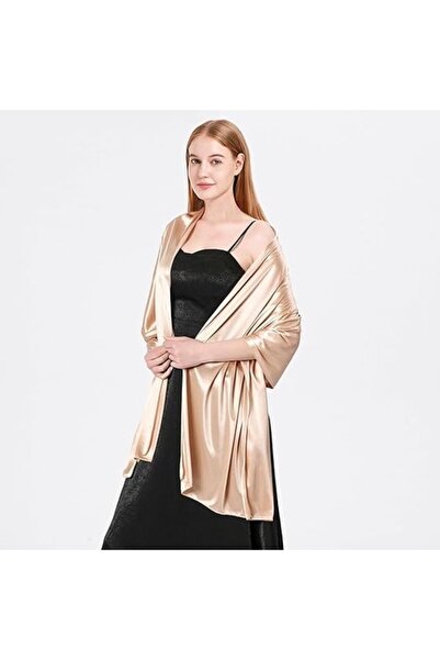 STARSTAR Women's satin shawl apricot pink 65x220cm elegant evening/party.