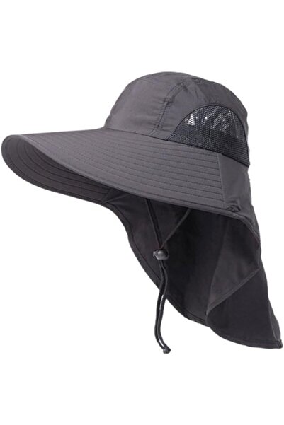 STARSTAR Dark grey outdoor sun hat with neck protection and breathable design...