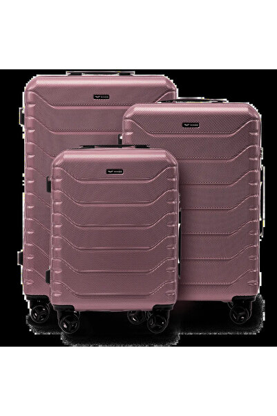 WINGS BRAND Set de 3 valize CRAKE POLYCARBONATE 100% AUR ROZ S/M/L