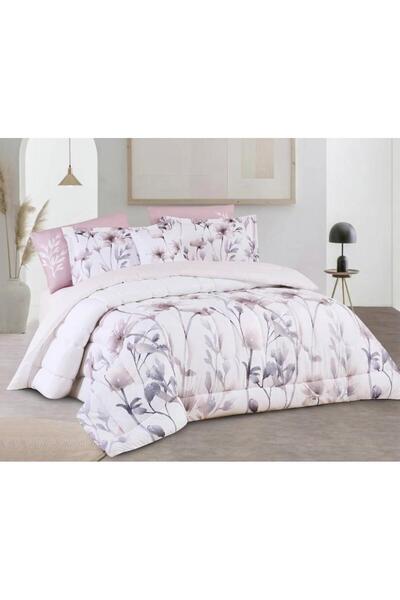 Alhabib bedding مفرش صيفي مزدوج وردي مشجر يناسب سربر مقاس 200x200سم عدد القطع 9