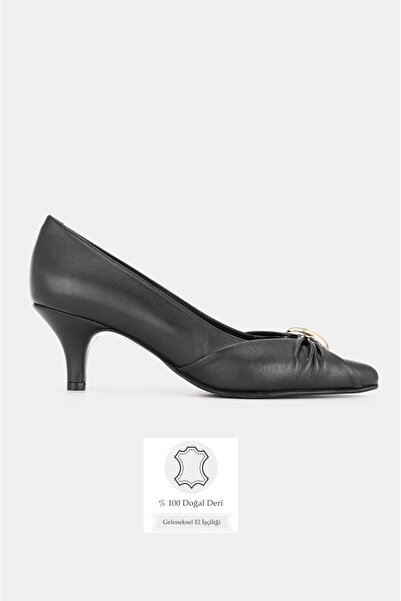 TUNAELLİ PANTOF DE STILETTO CU TOC SCURT DE DAMA PIELE VERABILĂ NEGRA MĂRIME ...
