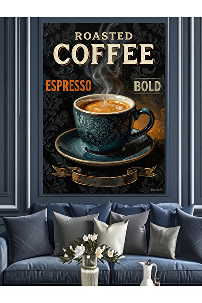 Artmeg Placă decorativă vintage din pânză cu cafea prăjită - Masă din lemn MDF