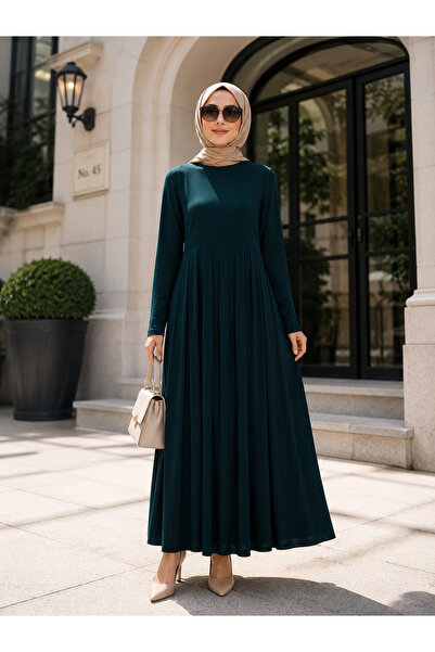 WE&ME Women's Hijab Dress Long Sleeve Pleated Relaxed Fit Casual and Stylish ...