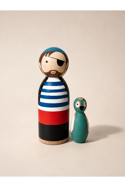 pinaart Natural Wooden Peg Doll- Pirate