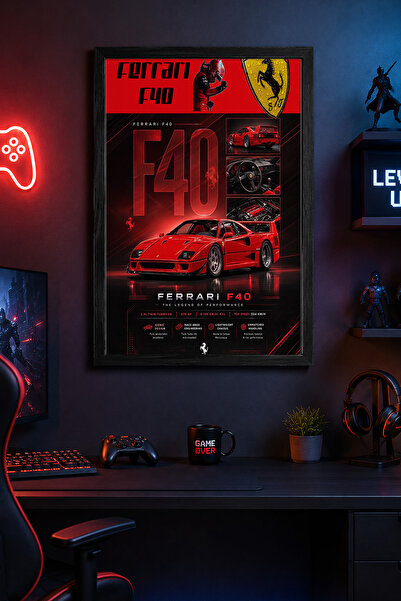 Charmbi Ferrari F40 Tablou modern de perete cu ramă neagră Poster cu finisaj ...