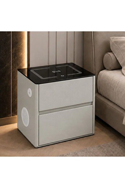 MiLi Smart Nightstand with Multi-functional Lighting and Sound (Gray)