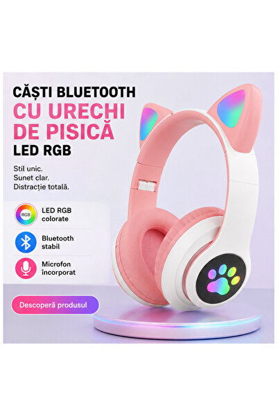OEM Căști Bluetooth cu Urechi de Pisică, LED RGB, Microfon
