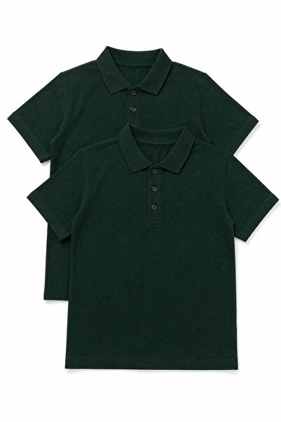 Perendi Unisex Children's 2-Piece Polo Collar Short Sleeve School T-Shirt