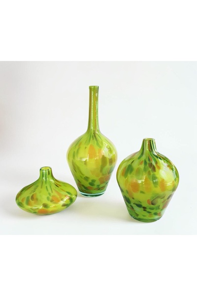 Felis Arte Handmade Marbled Glass Vase Set, Decorative, Blown Glass Art