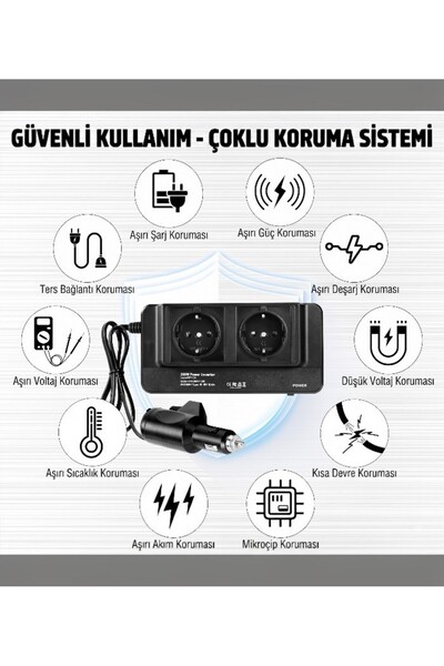 lstri Taşınabilir 200W Hızlı Şarj Araba Güç İnvertörü 4USB Yüksek Verimli İnvertörler ve Dönüştürücüler Güç İnvertörü 12V için 220V Araba