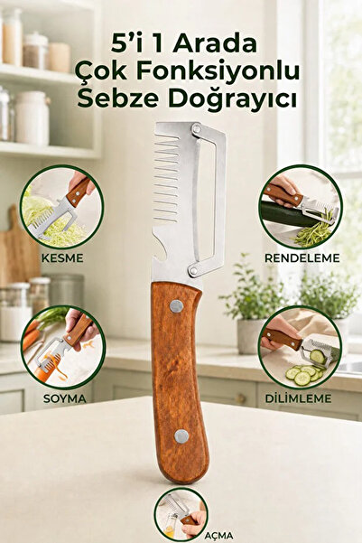 MOBEE 5'i 1 Arada Çok Fonksiyonlu Sebze Doğrayıcı Rende Dilimleyici ve Soyacak