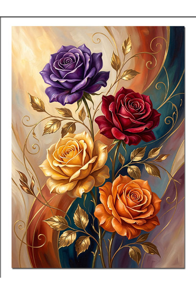 Artmeg Casă veche decorativă din pânză cu flori și iederă pe fereastră - Tabl...