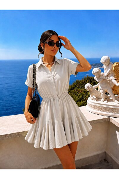 OnlyForYou Rochie Damă din 100% Vascoză – Rochie Scurtă de Vară cu Talie Elas...