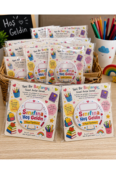 redbuttonkidsstore Sınıfına Hoş Geldin Rozeti 10’lu Set – Okulun İlk Günü Öğr...