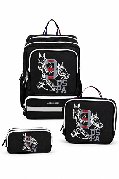 U.S. Polo Assn. مجموعة حقائب مدرسية مكونة من 3 قطع، حقيبة غداء وحافظة أقلام P...