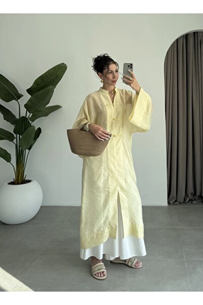 manana fashion Oversize Lace-Up Long Transparent Kimono