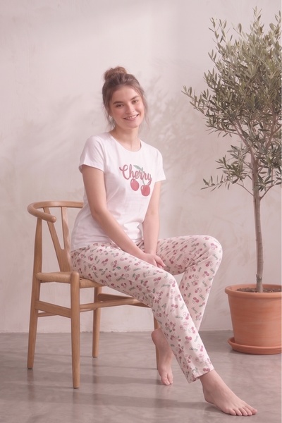 Farya Home Set de pijamale de vară cu mâneci scurte, cu model din Lycra, conf...