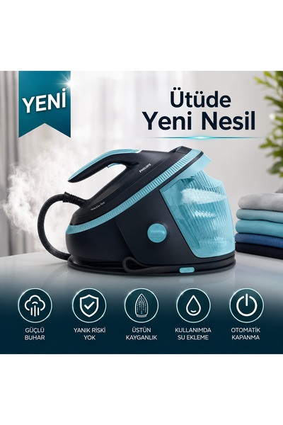 Philips Yeni Nesil, Isı Ayarı Gerektirmeyen, Güçlü Buhar, Akıllı Buhar Teknol...