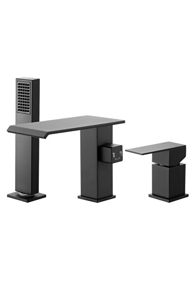 VEVOR Baterie pentru cada romana si cap de dus, cascada, Negru mat, Inox, 220...