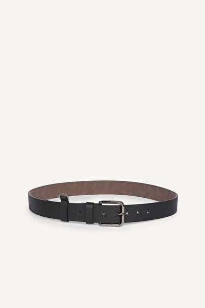 DeFacto Men's Rectangular Metal Buckle Faux Leather Casual Belt I2280Axns