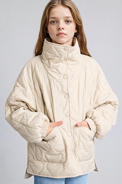 DeFacto Wavy Quilted Turtleneck Coat Girls H2936A826Au