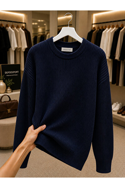 DepoExport Women's Premium Oversize Soft Crew Neck Knitwear Sweater