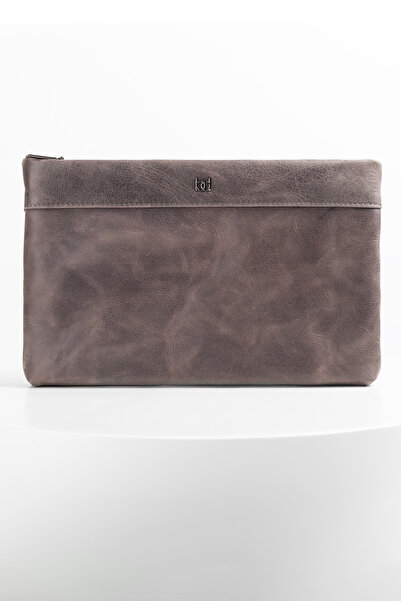 BAYDERİ Luse Leather Handbag Crazy Gray