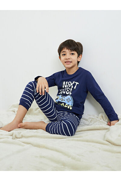 Styli Boys Blue Cotton Long Sleeve T-Shirt and Pyjama Set