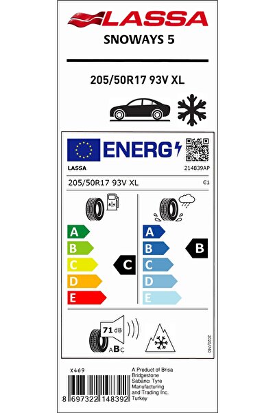 Lassa 205/50R17 93V XL M+S SFM SNOWAYS 5 OTO KIŞ LASTİĞİ (ÜRETİM YILI:2026)
